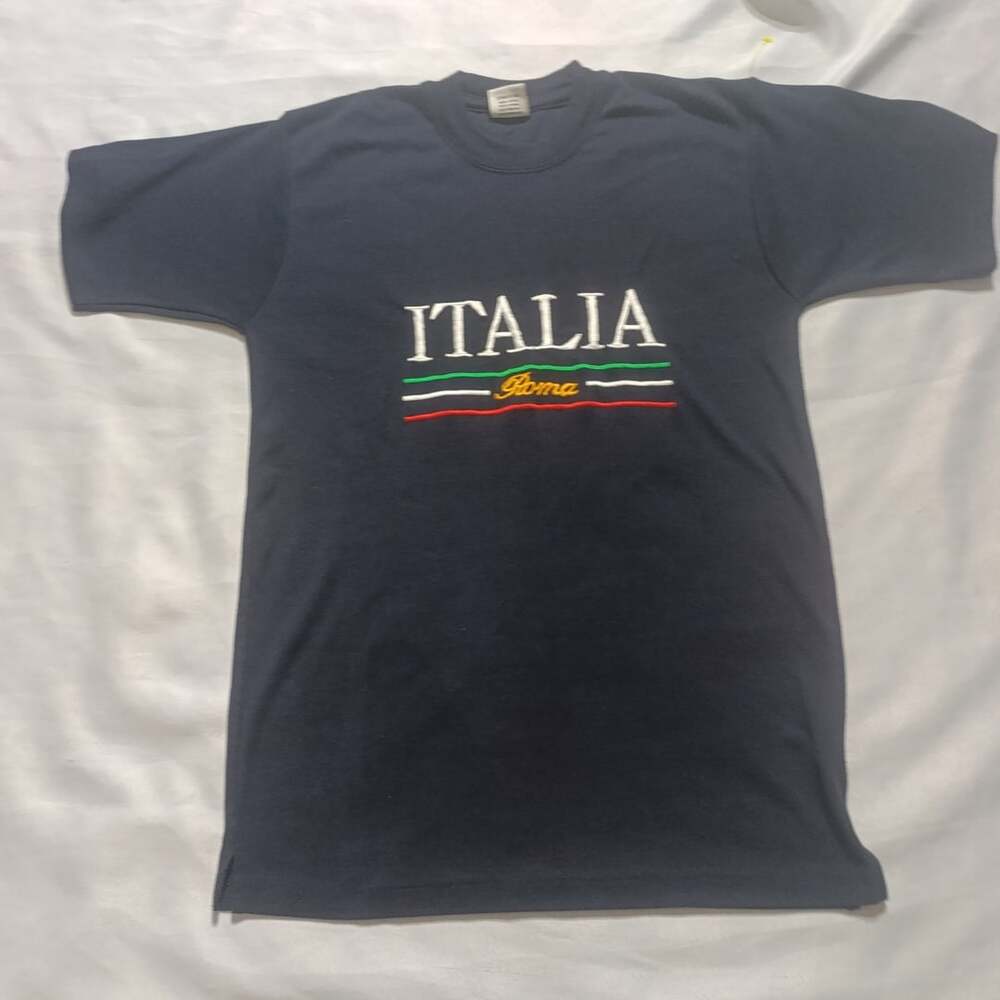 Vintage Italia Roma Embroidered Navy Blue T-Shirt